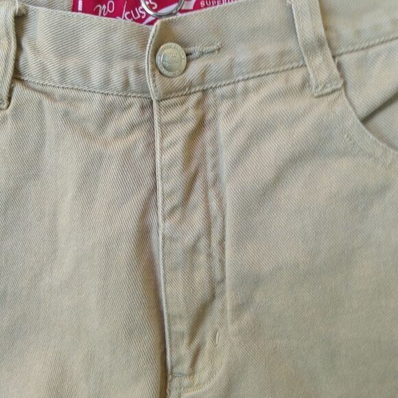No Excuses khaki color five pocket denim shorts with back buckle - Picture 4 of 10
